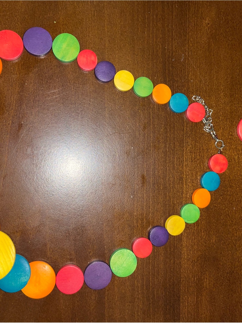 Multi-Color Wooden Bead Necklace - Bright Rainbow
